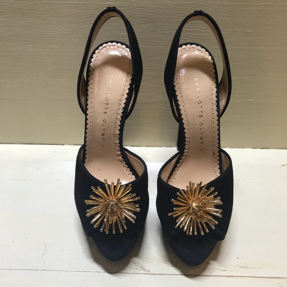 Charlotte Olympia Black Suede Platforms
